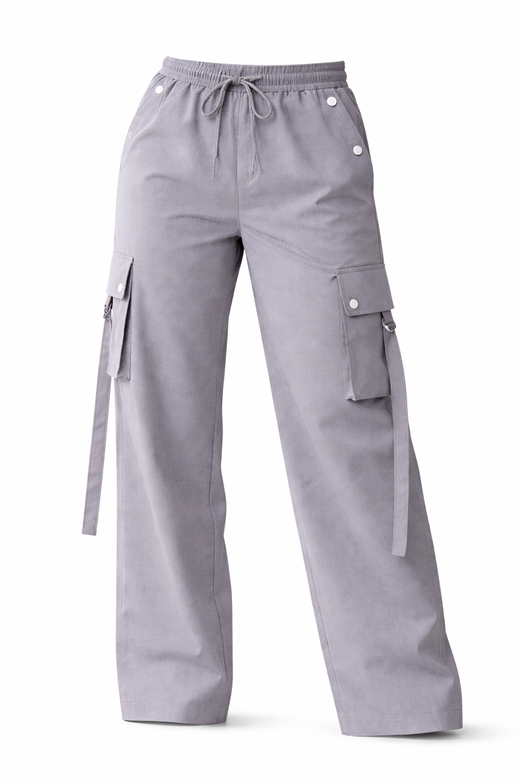 Stylish Grey Wide-Leg Cargo Pants