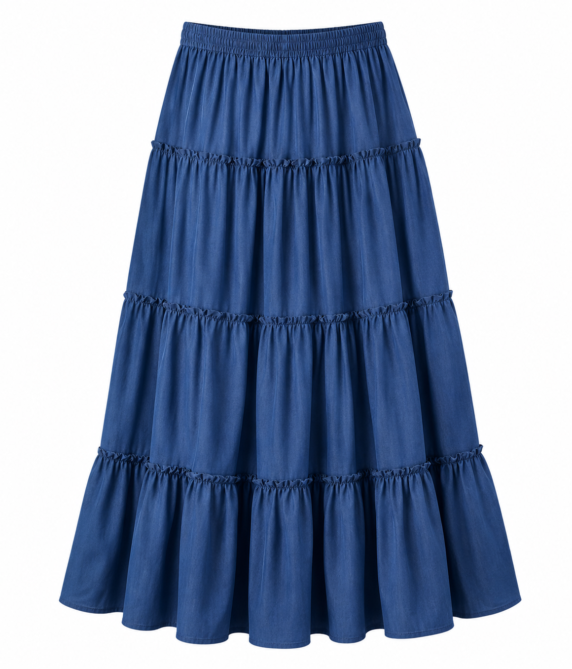 Women's Blue Tiered Maxi Skirt