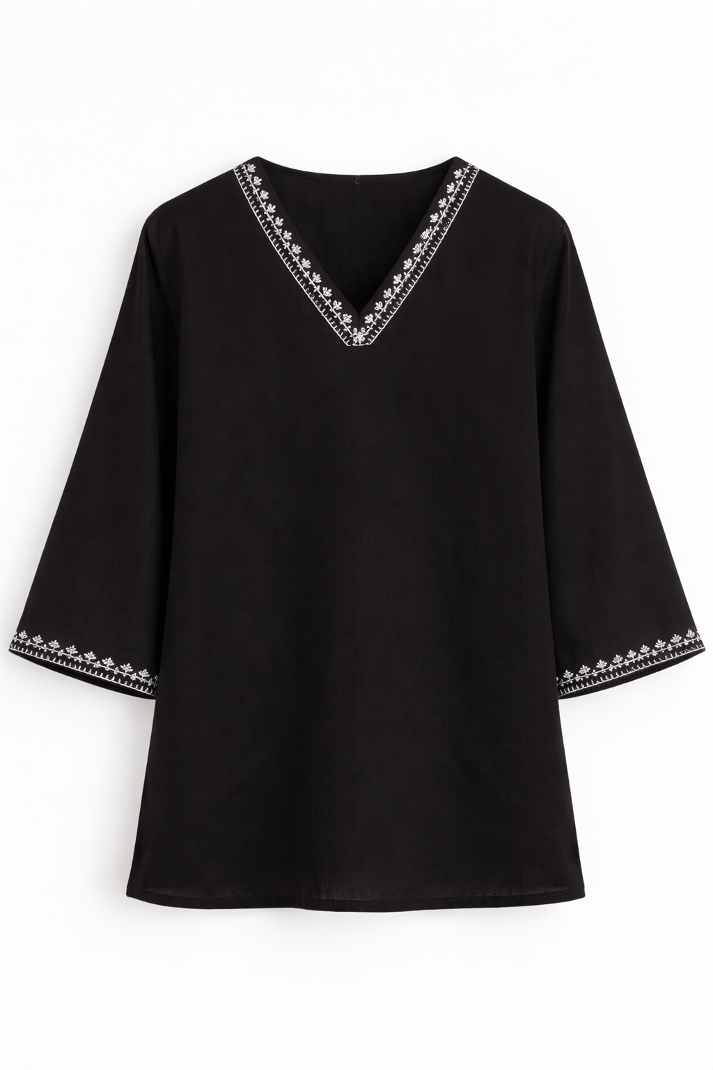 Elegant Black Embroidered Tunic Top
