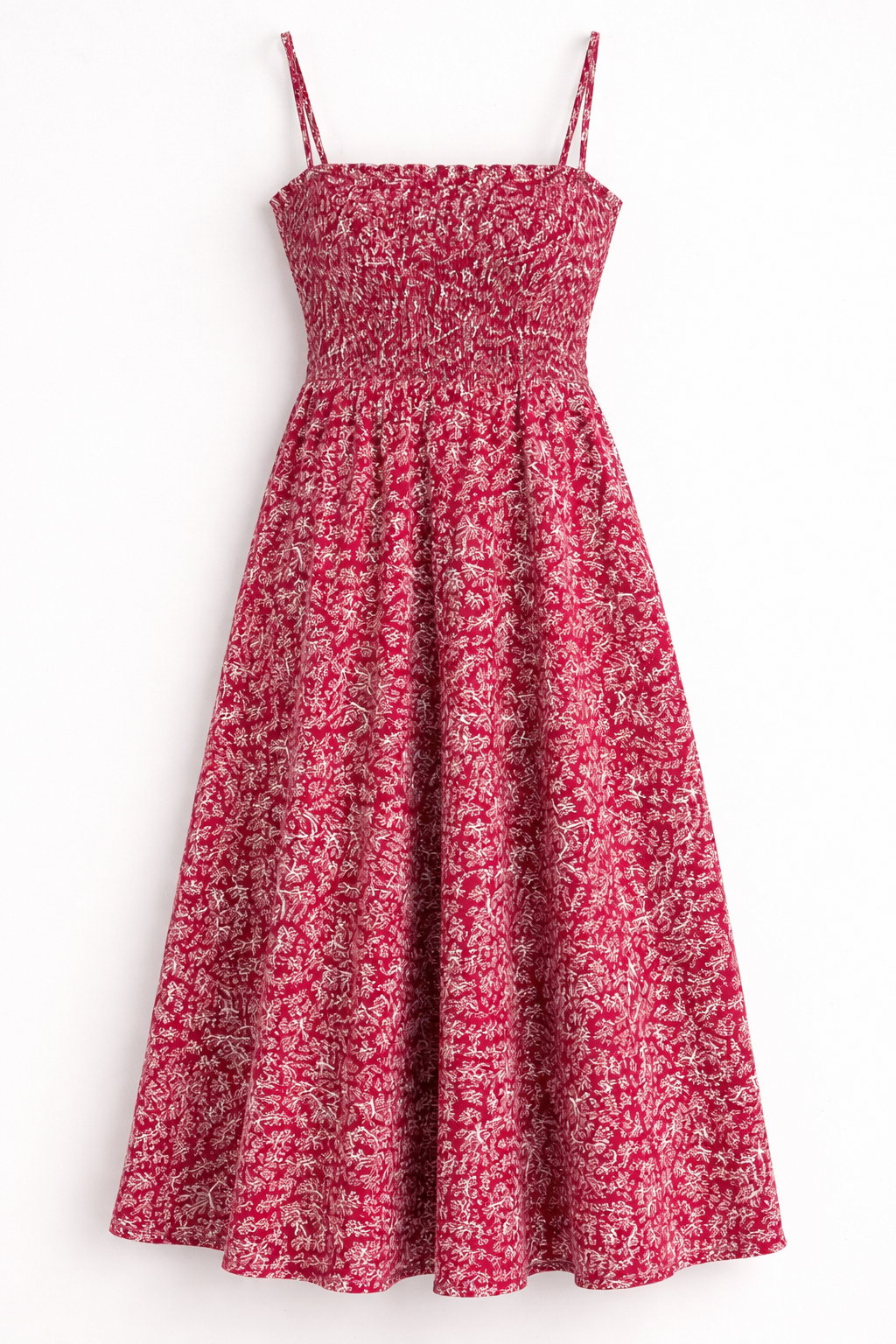 Elegant Red Floral Midi Dress
