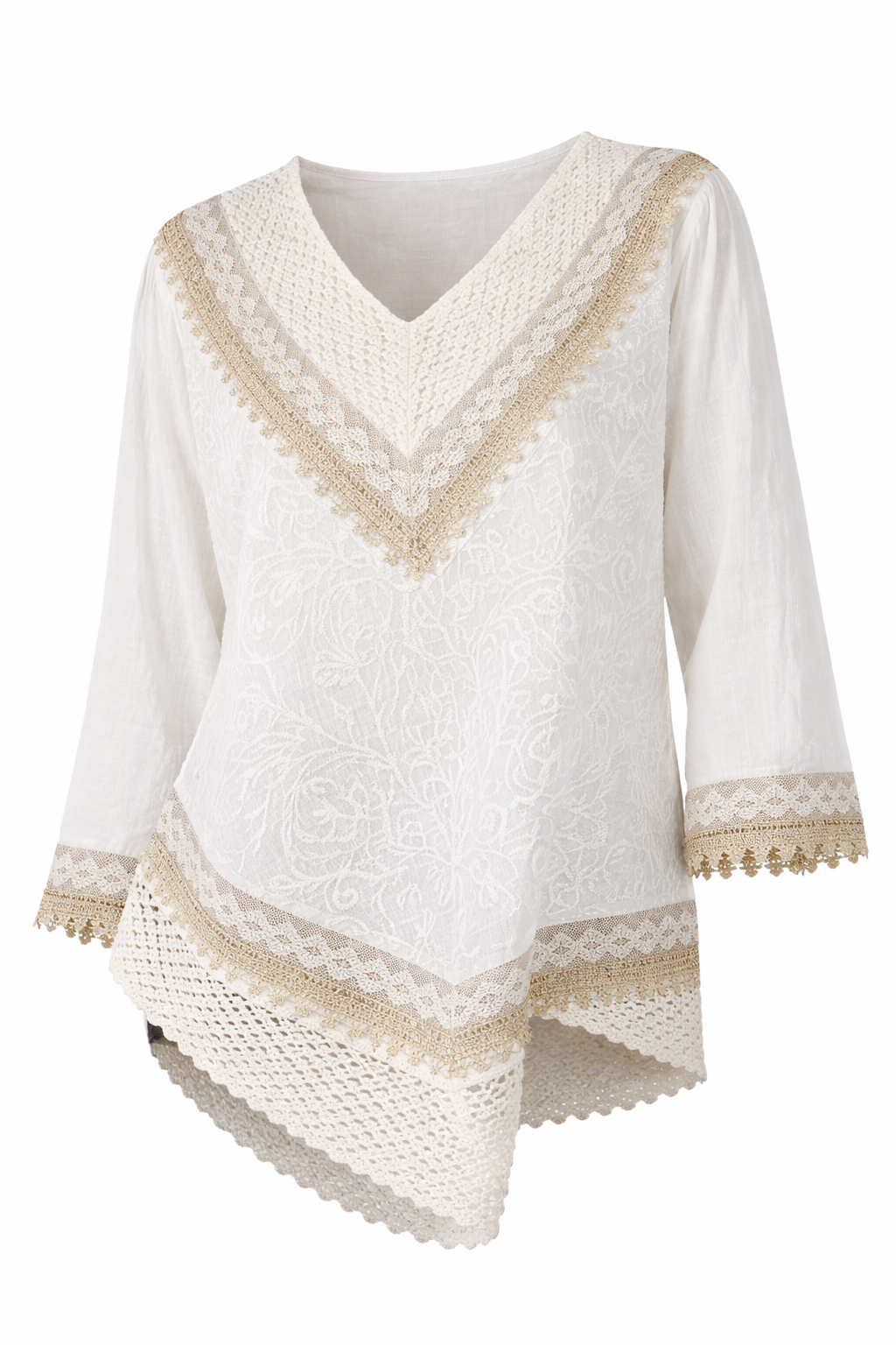 Elegant White Lace V-Neck Boho Top for Women