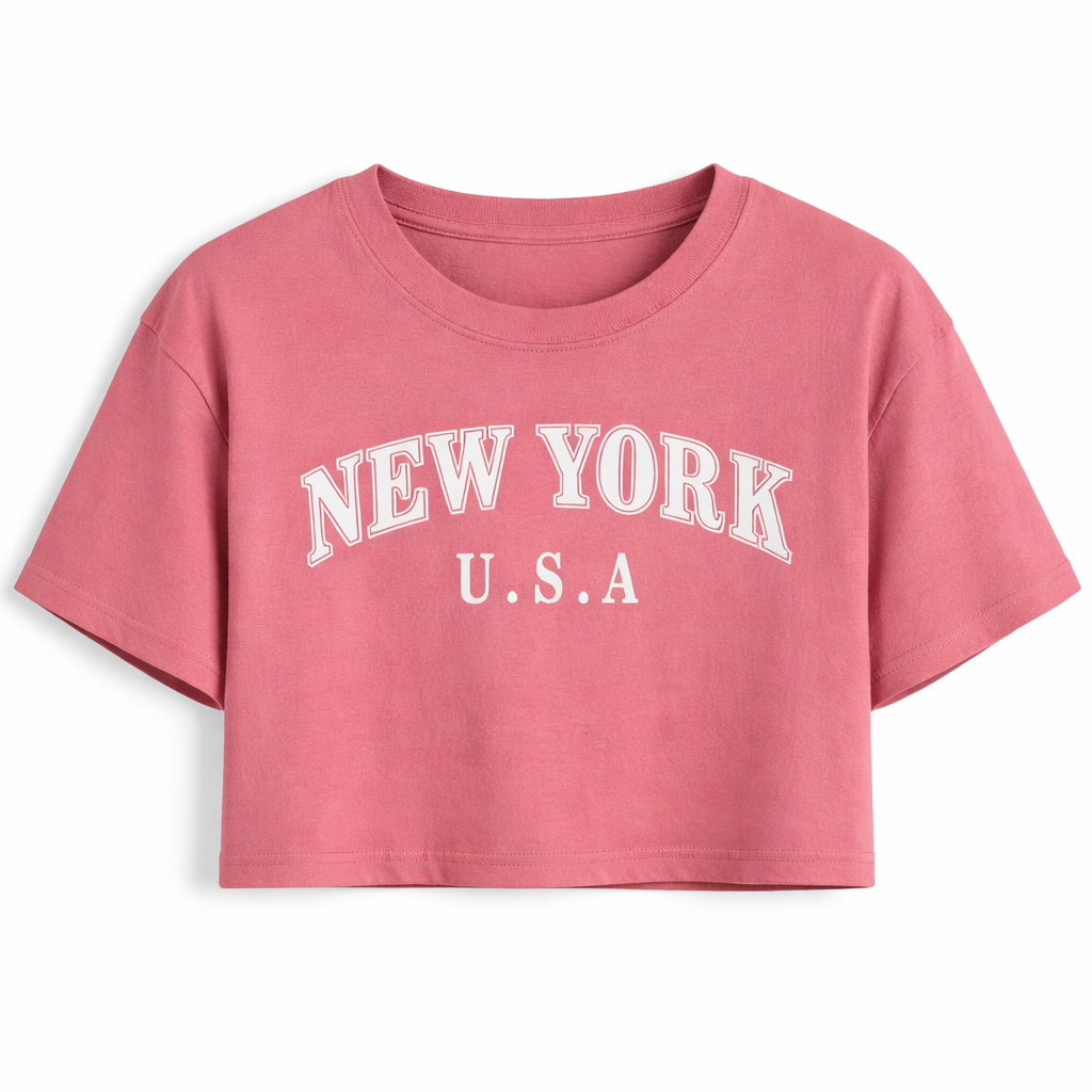 Trendy New York Print Crop T-Shirt