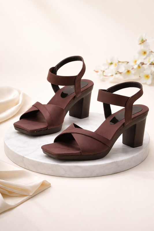Elegant Brown Block Heel Sandals for Women