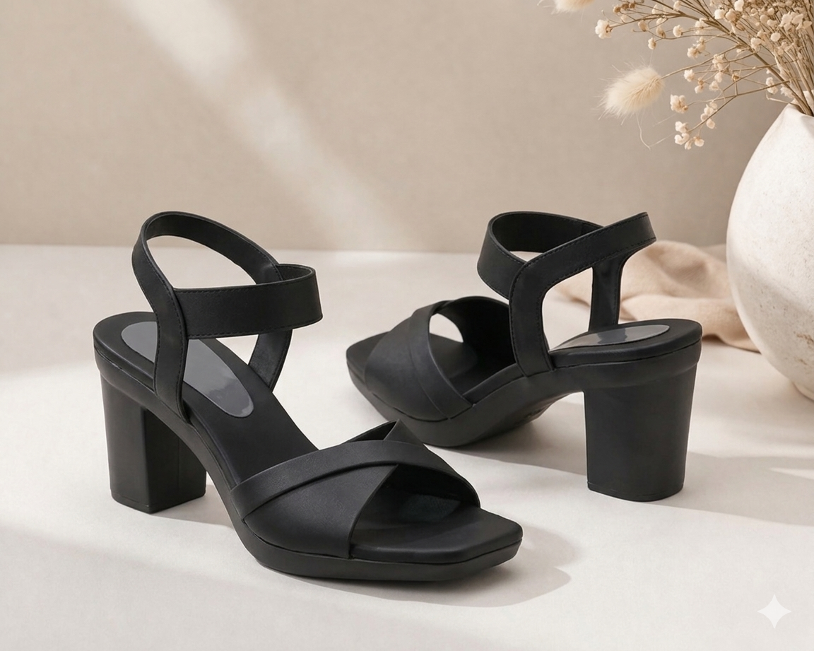 Elegant black Block Heel Sandals for Women