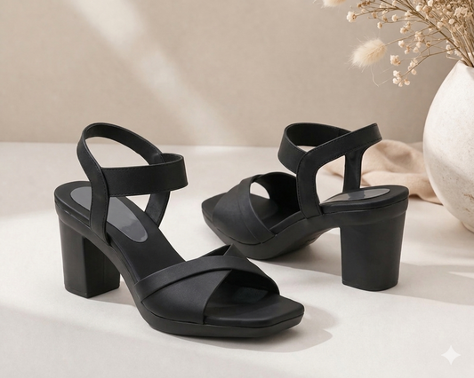 Elegant black Block Heel Sandals for Women