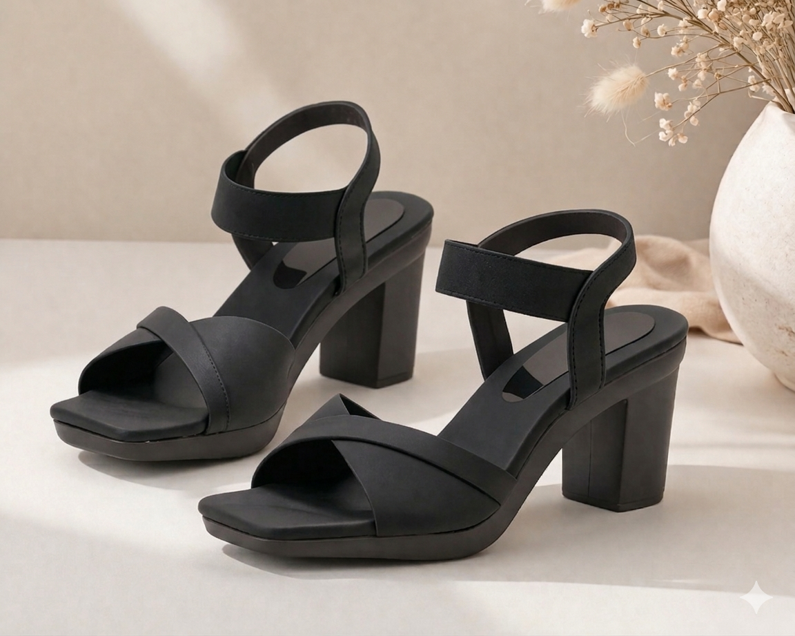 Elegant black Block Heel Sandals for Women