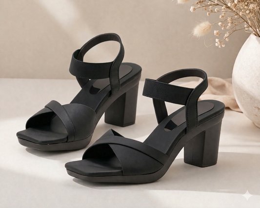 Elegant black Block Heel Sandals for Women