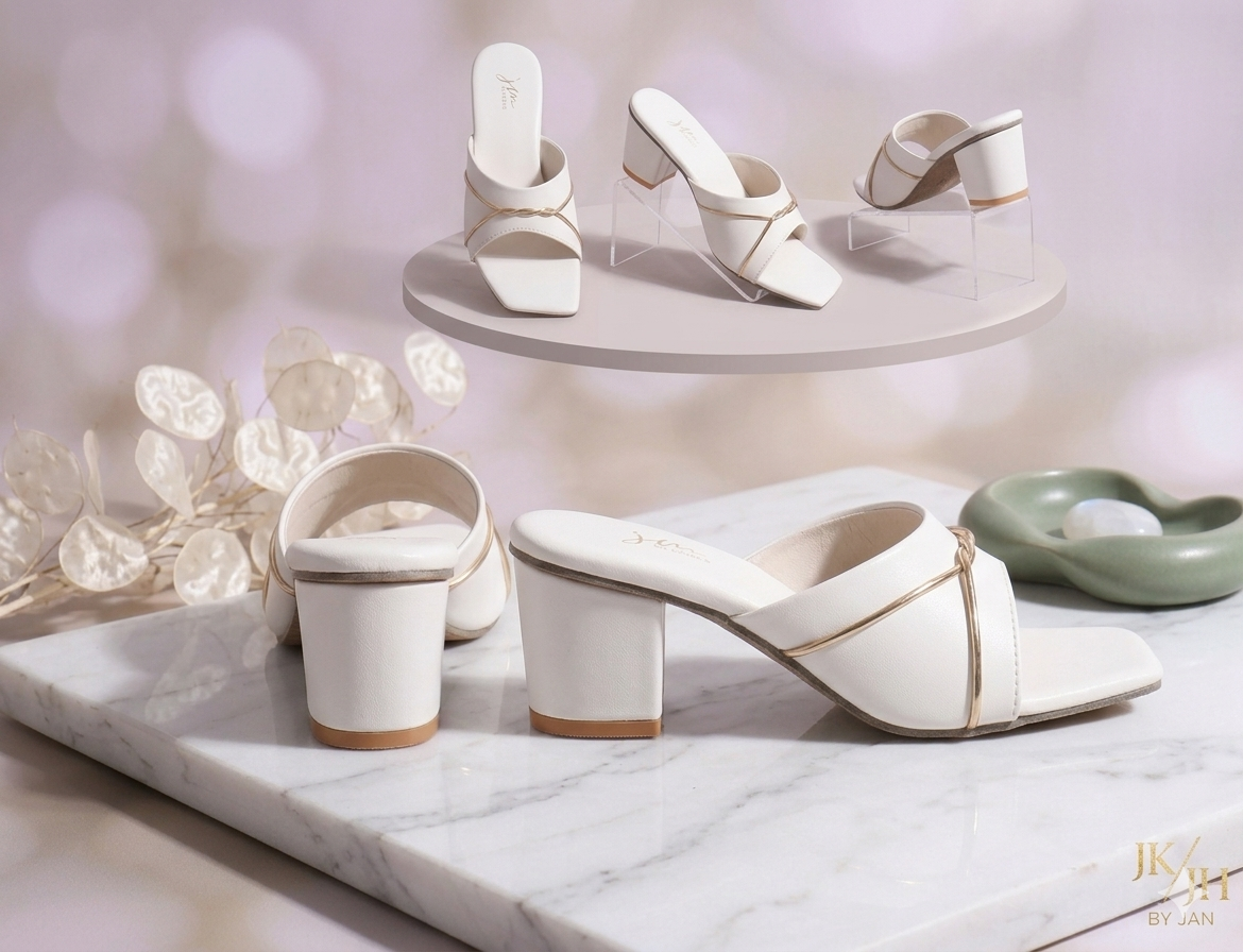 Aura Gold-Twist Block Heel Mules
