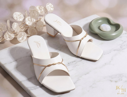 Aura Gold-Twist Block Heel Mules