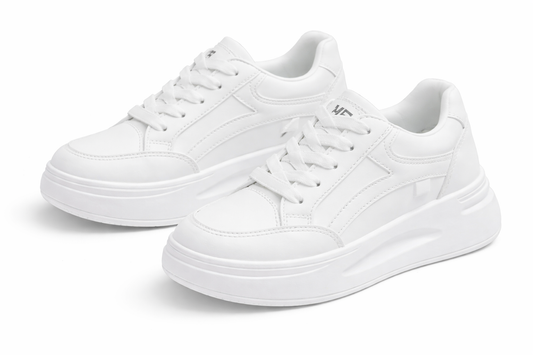 Women’s Classic White Sneakers – Minimal Casual Everyday Shoes