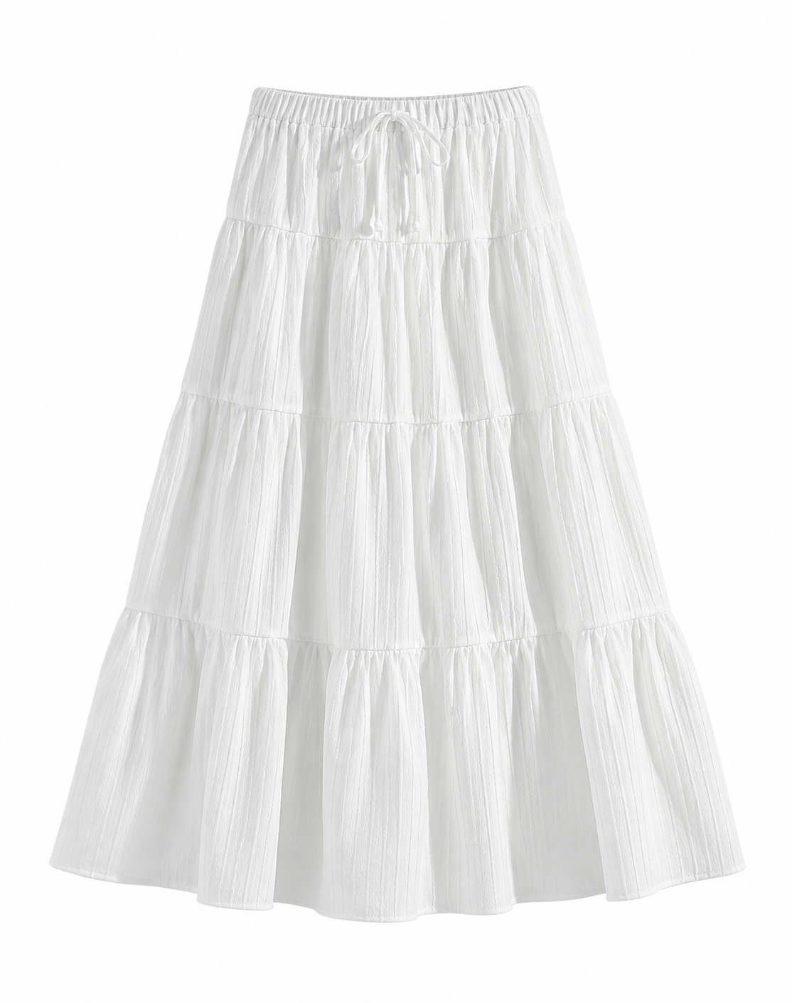 Women's White Tiered Maxi Skirt