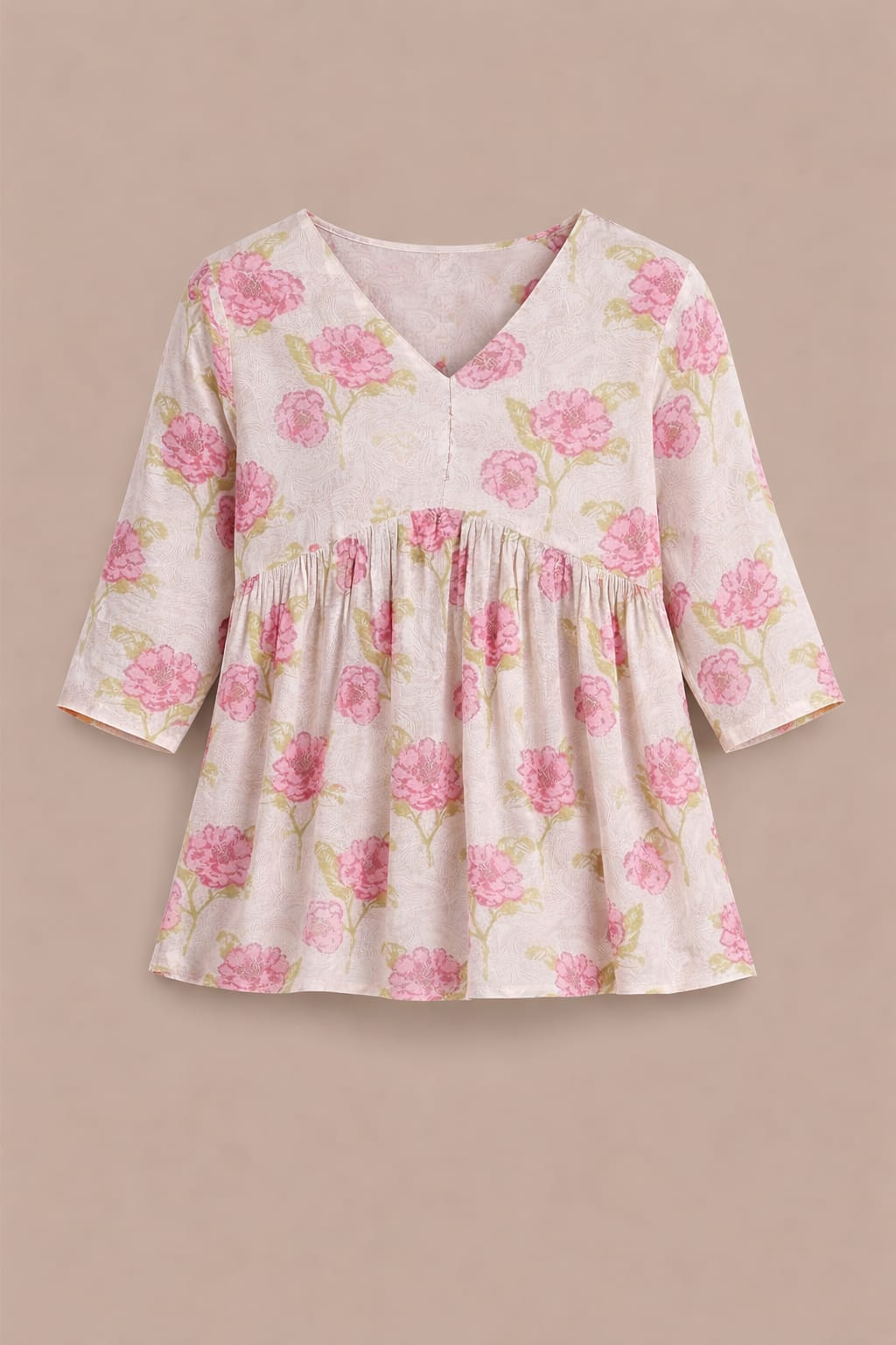 Floral V-Neck Casual Kurti Top