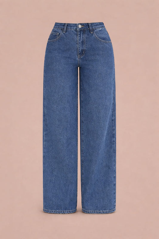 High Waist Wide Leg Denim Jeans