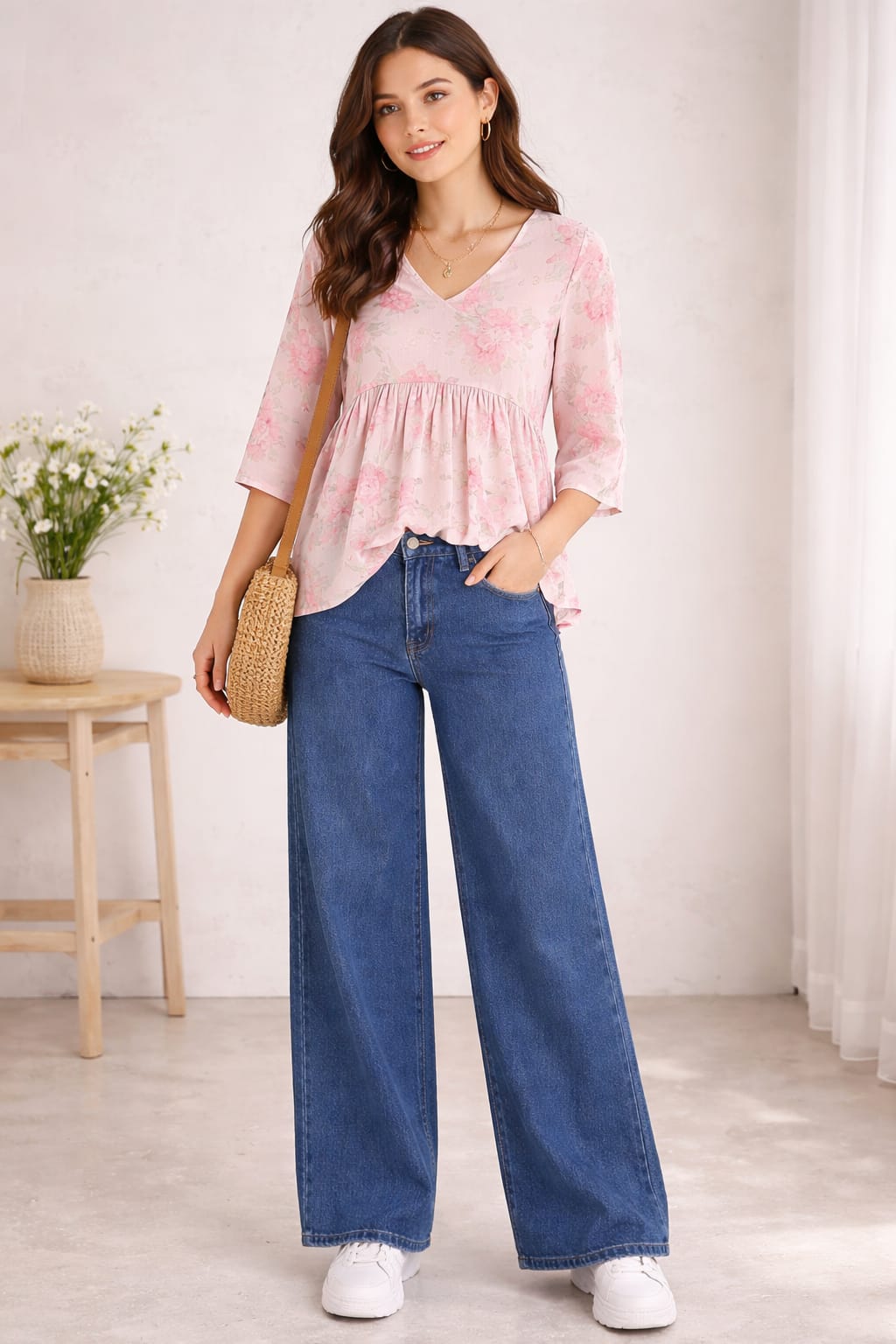 High Waist Wide Leg Denim Jeans