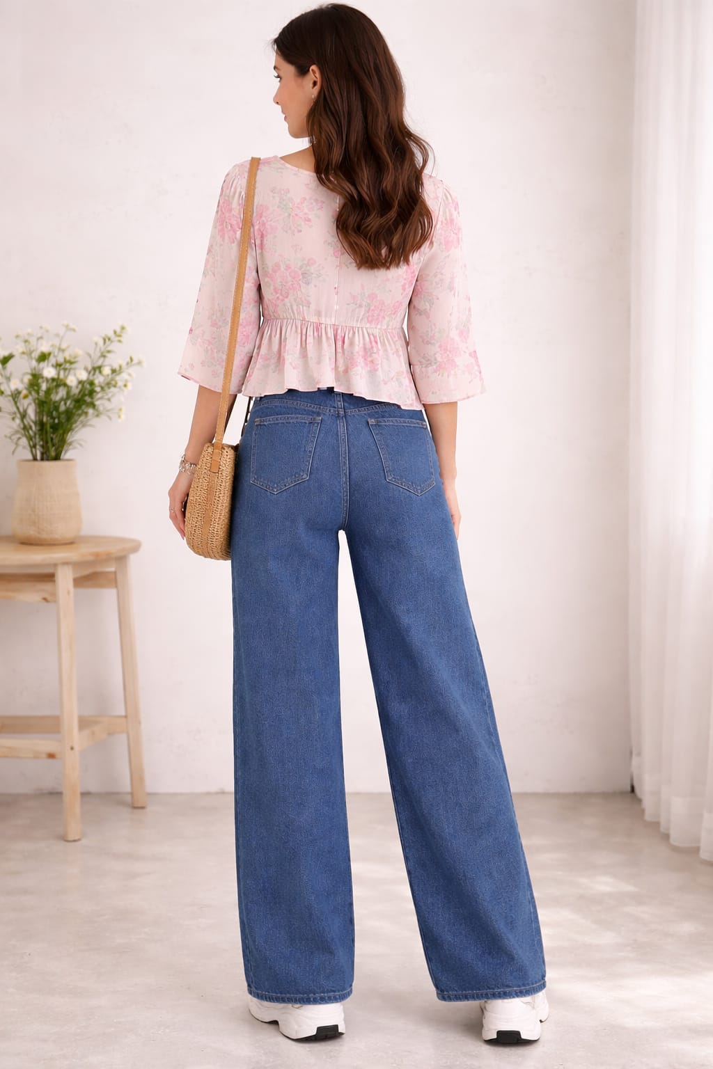 High Waist Wide Leg Denim Jeans